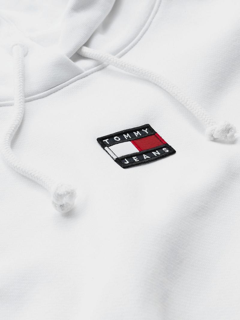 Női Tommy Hilfiger Organic Pamut Tommy Badge Hoodies Fehér | HU 160OKI